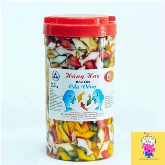 Thạch rau câu con cá Hàng Huy 2.5kg vị dâu, đào, sâm dứa, trà xanh