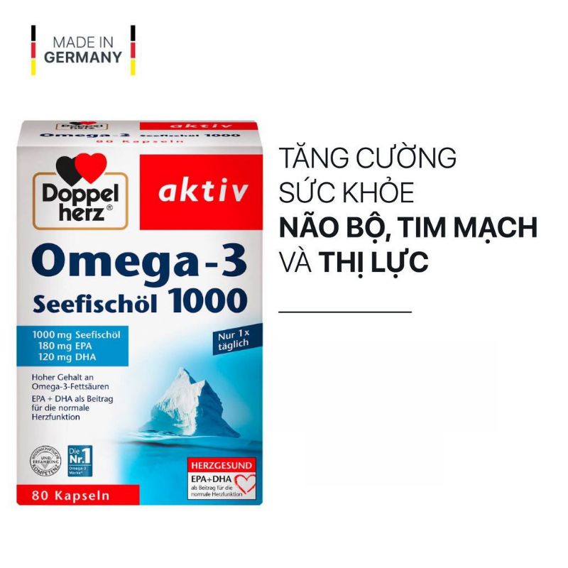 0.Omega 3 DHA EPA - Aktiv Omega 1000mg - DoppelHerz hộp