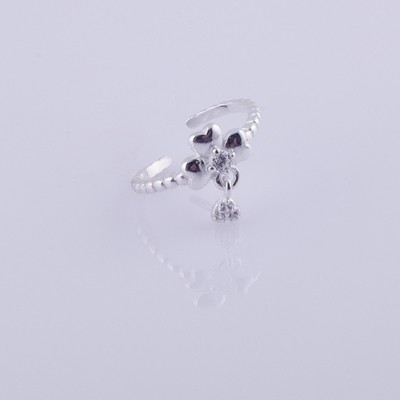 Nhẫn bạc Ý 925 Huệ Ngân - Mẫu mảnh cỏ bốn lá free size RR1372