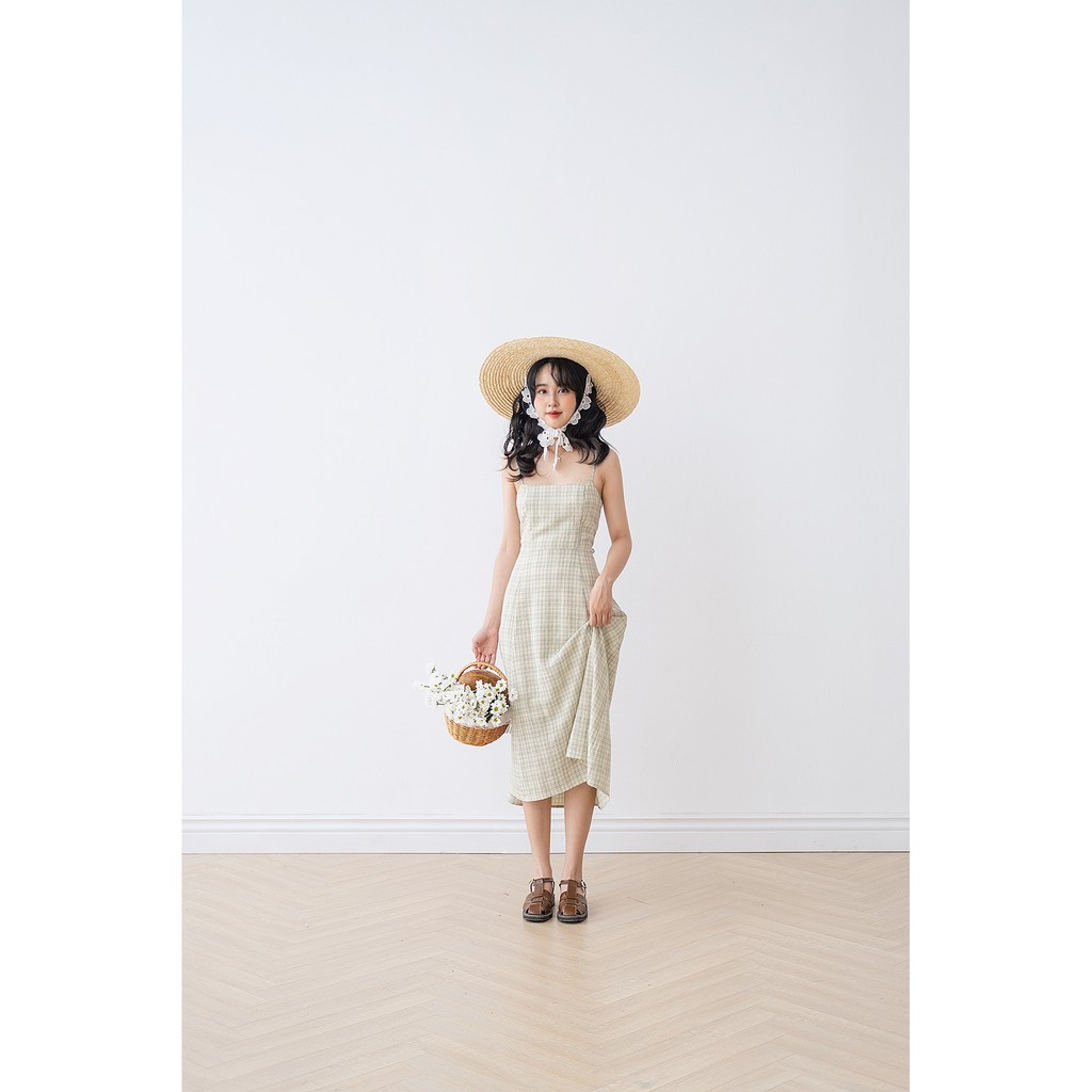 Váy hai dây kẻ caro xanh trắng Naked By V - Liti Dress (Xanh)