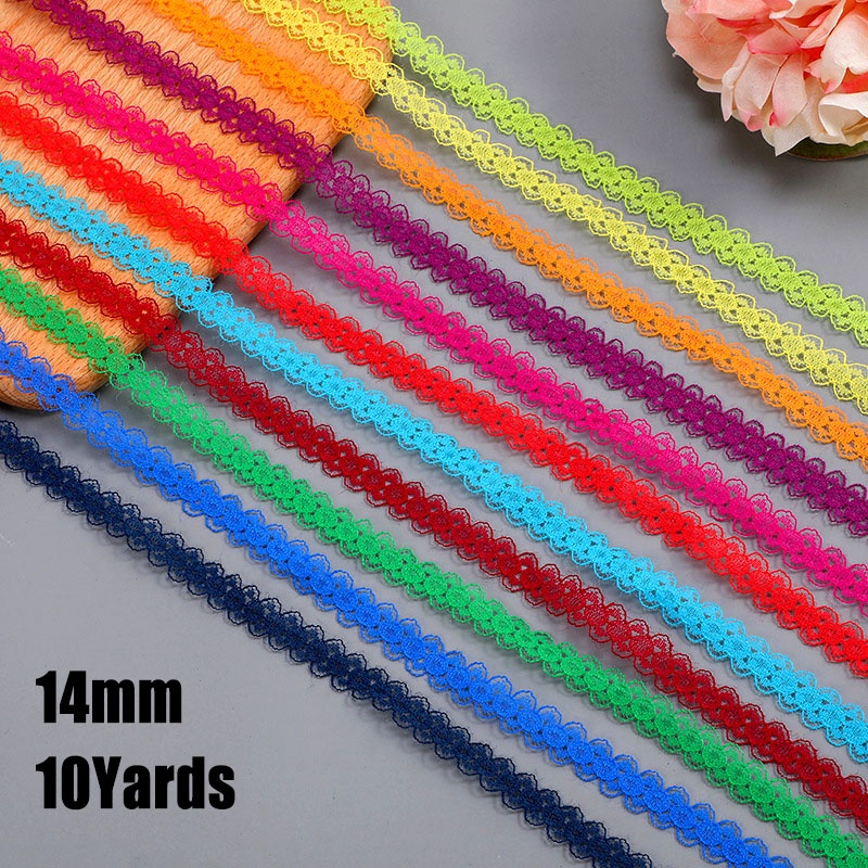Cuộn Dây Ruy Băng Ren Cotton 10M 14mm Nhiều Màu Sắc Dùng Trang Trí Tiệc Cưới / Giáng Sinh