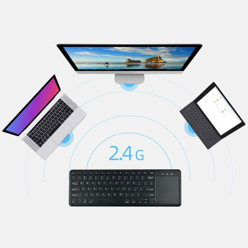 Bàn PhíM TíCh HợP ChuộT CảM ỨNg Không Dây 2.4G Htp PC Android Windows10 / 8 / 7 / Vista / XP