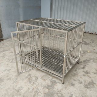 Chuồng chó Inox cao cấp - Kích thước [ Dài 83cm x Rộng 60cm x Cao 70cm ] - Lồng nuôi được chó 25 kg