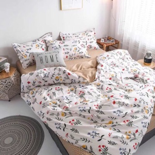 Bộ Chăn Ga Gối Cotton Poly Hoa Nhí Chấm Bi