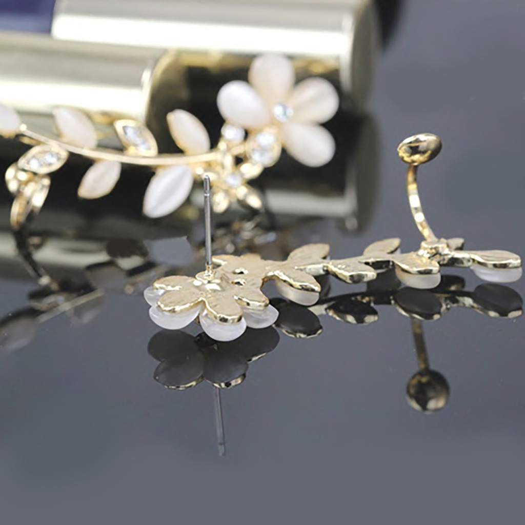 Cặp khuyên vành tai hình hoa dài cá tính trẻ trung dành cho nữ