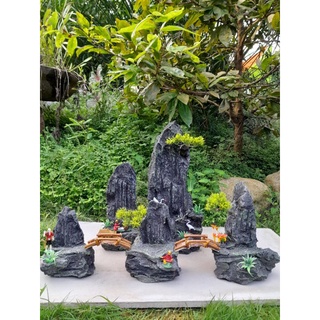 Hòn non bộ mini tiểu cảnh núi hồ cá