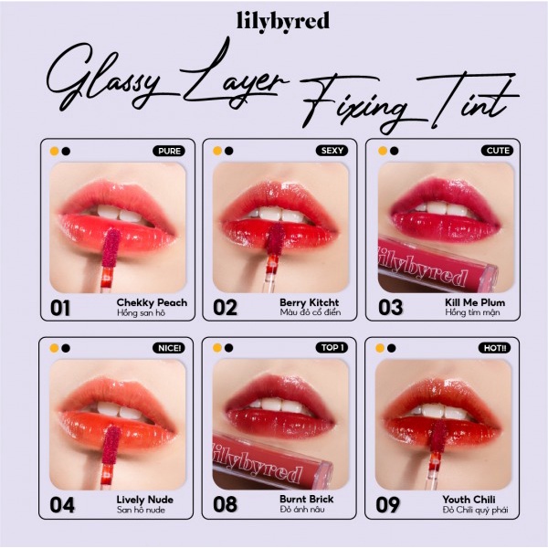 Son Tint Lì, Dưỡng Ẩm Cho Đôi Môi Căng Mọng Lilybyred Glassy Layer Fixing Tint 3.8g