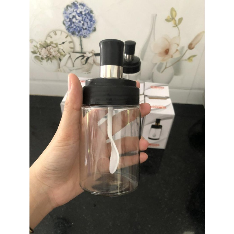 Lọ đựng Gia Vị Thuỷ tinh kèm thìa, Hũ gia vị kèm muỗng Lọ đựng gia vị 250ml .TTLV
