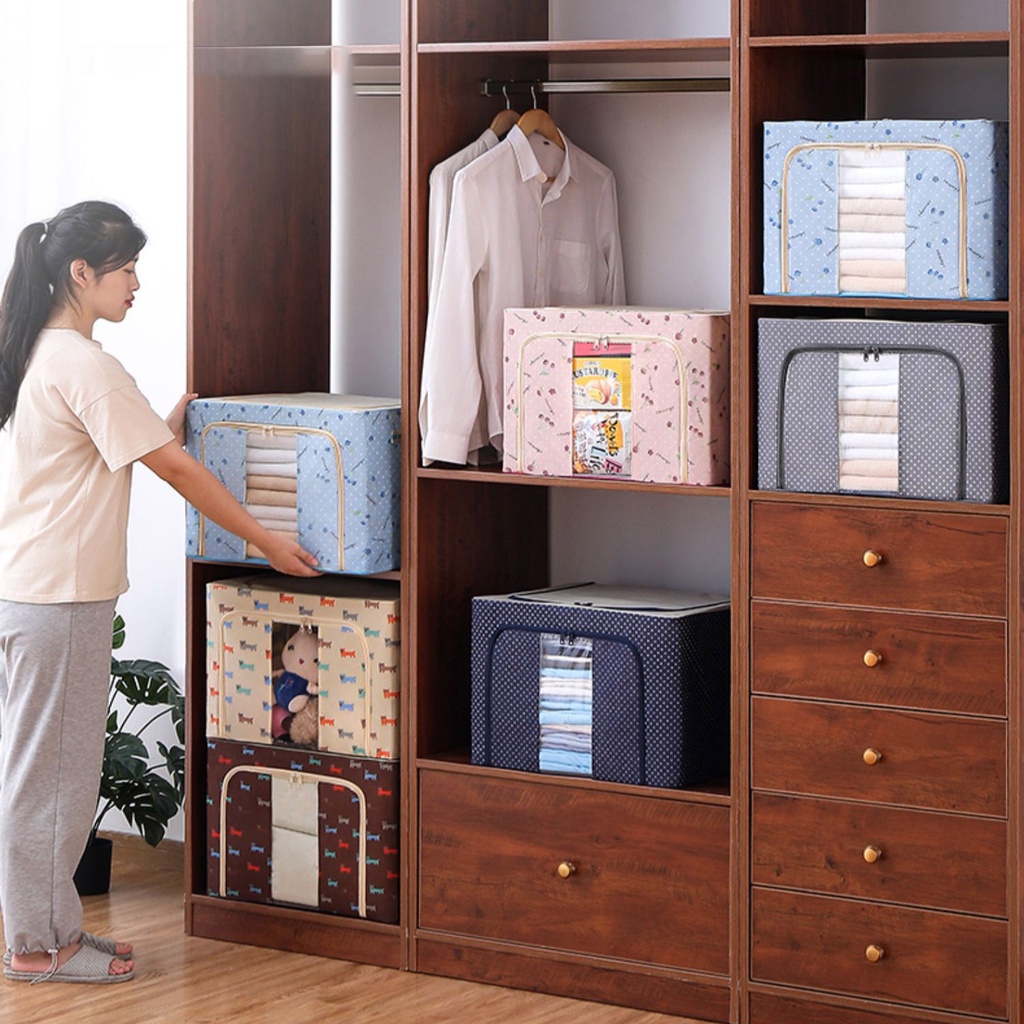 Hộp Vải Đựng Quần Áo Vải Khung thép thùng đựng quần áo đồ lót đồ chơi hộp đa năng Kích Thước Lớn 80L 88306 Shop Buôn 88