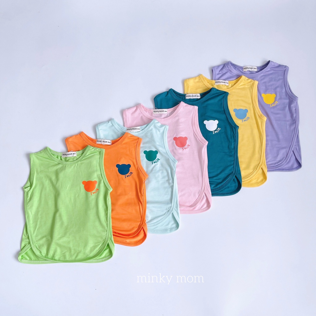 [Bé 7-33kg] Bộ ba lỗ thun lạnh tai chuột K.Woo chuẩn loại 1 cho bé trai bé gái từ 7 đến 34 kg