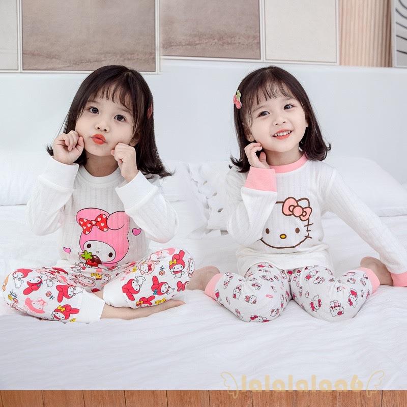 Bộ Đồ Ngủ Dài Tay Cổ Tròn In Họa Tiết Hoạt Hình Laa6-Girl