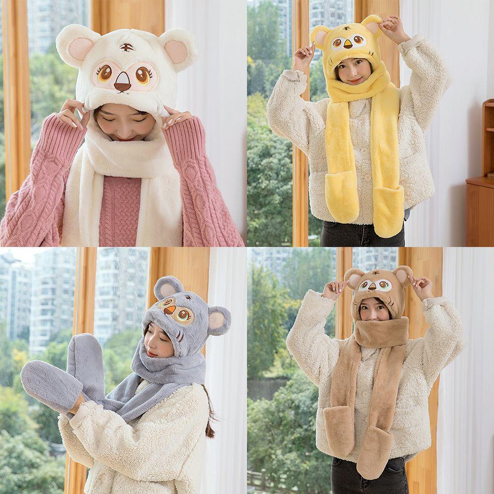 Bộ Nón Khăn Choàng Và Găng Tay Bằng Vải Lông Giữ Ấm Mùa Đông