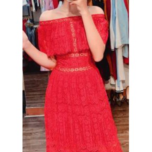 Đầm ren bẹt vai, váy ren trễ vai màu trắng size S, M, L rất xinh, ren nhập hàn chuẩn( 593 C00 CH ) EH | BigBuy360 - bigbuy360.vn