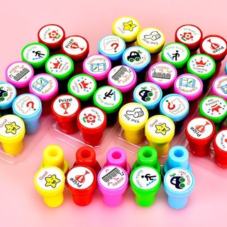 Set 2 con dấu sẵn mực nhiều màu cute đóng dấu khích lệ học tập cho bé
