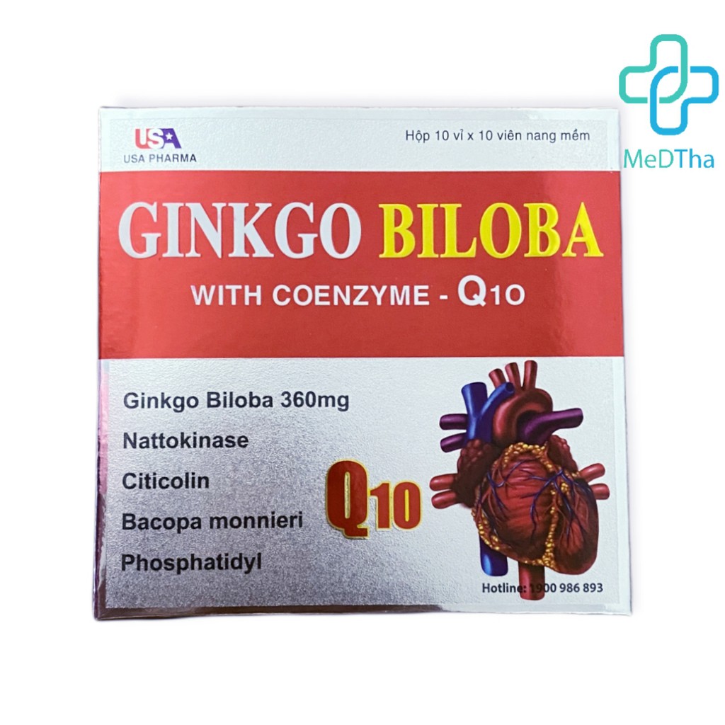 Hoạt huyết dưỡng não Ginkgo Biloba with Coenzyme Q10 - Ginkgo Biloba Q10, Bổ não, tăng cường trí nhớ, giảm căng thẳng