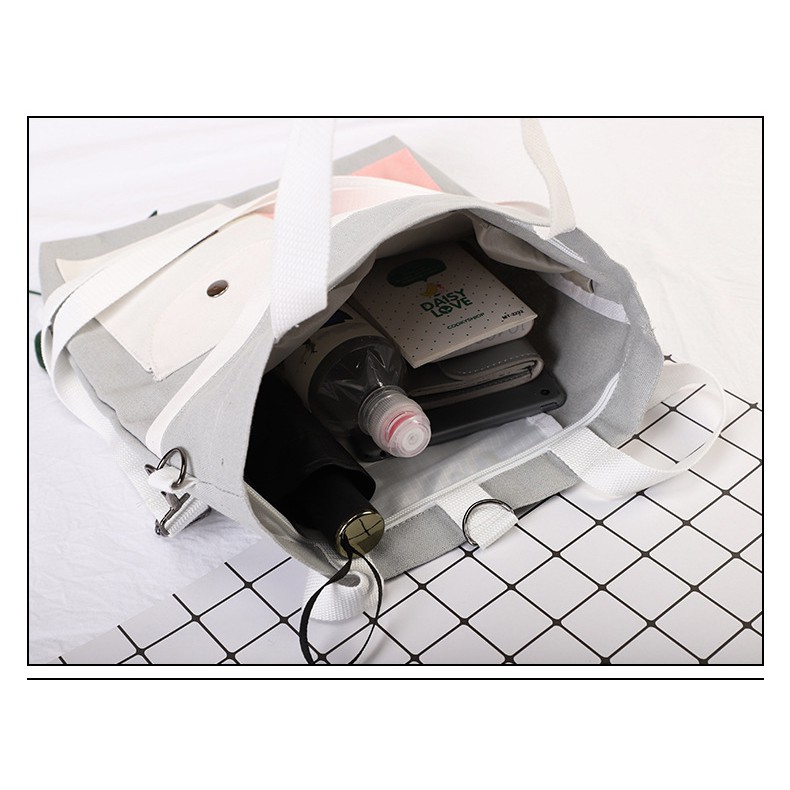 TÚI TOTE, TÚI VẢI CANVAS ĐEO VAI ĐEO CHÉO SIZE A4 PHỐI MÀU ĐẸP AT71