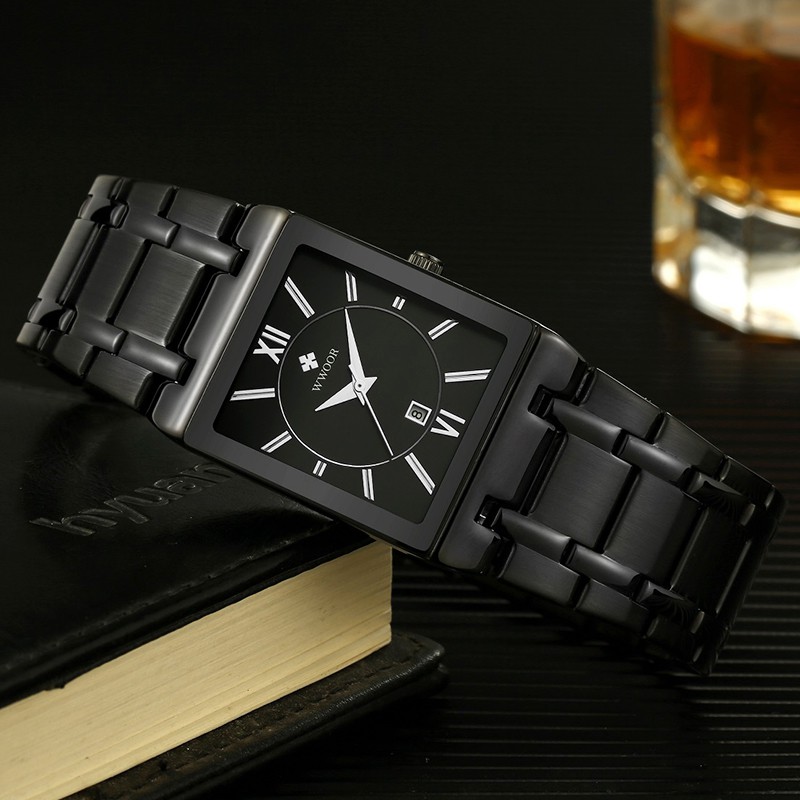 WWOOR Men's Watches Waterproof Fashion Sport Stainless Steel Metal Quartz Watch Genuine Clock - 8858