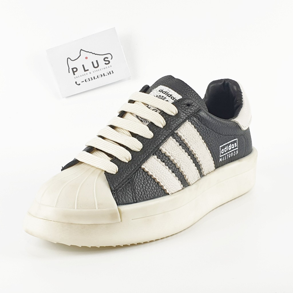 Giày thể thao sneaker 𝐀𝐃𝐈𝐃𝐀𝐒 𝐒𝐎 - thân giày da đế cao su đúc liền - cổ thấp đế cao 5cm - màu sắc đen phối trắng