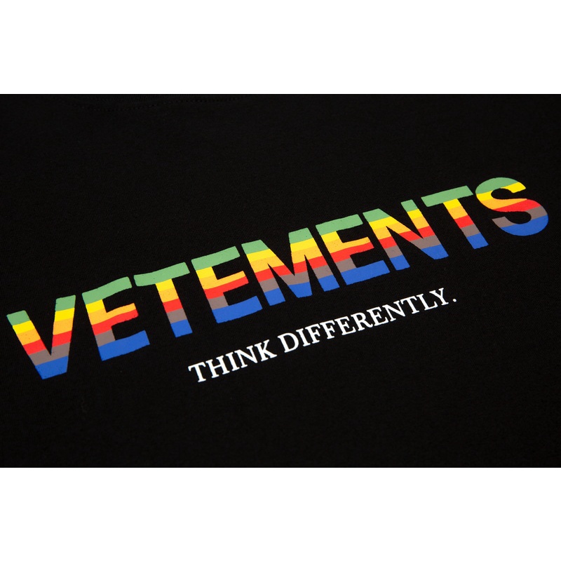 VETEMENTS Rainbow gradient letter print short-sleeved oversize cotton crew neck couple T-shirt