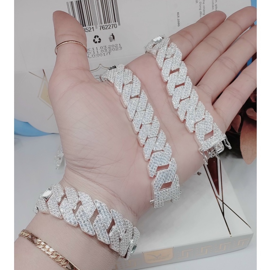 Lắc tay bạc nam full đá