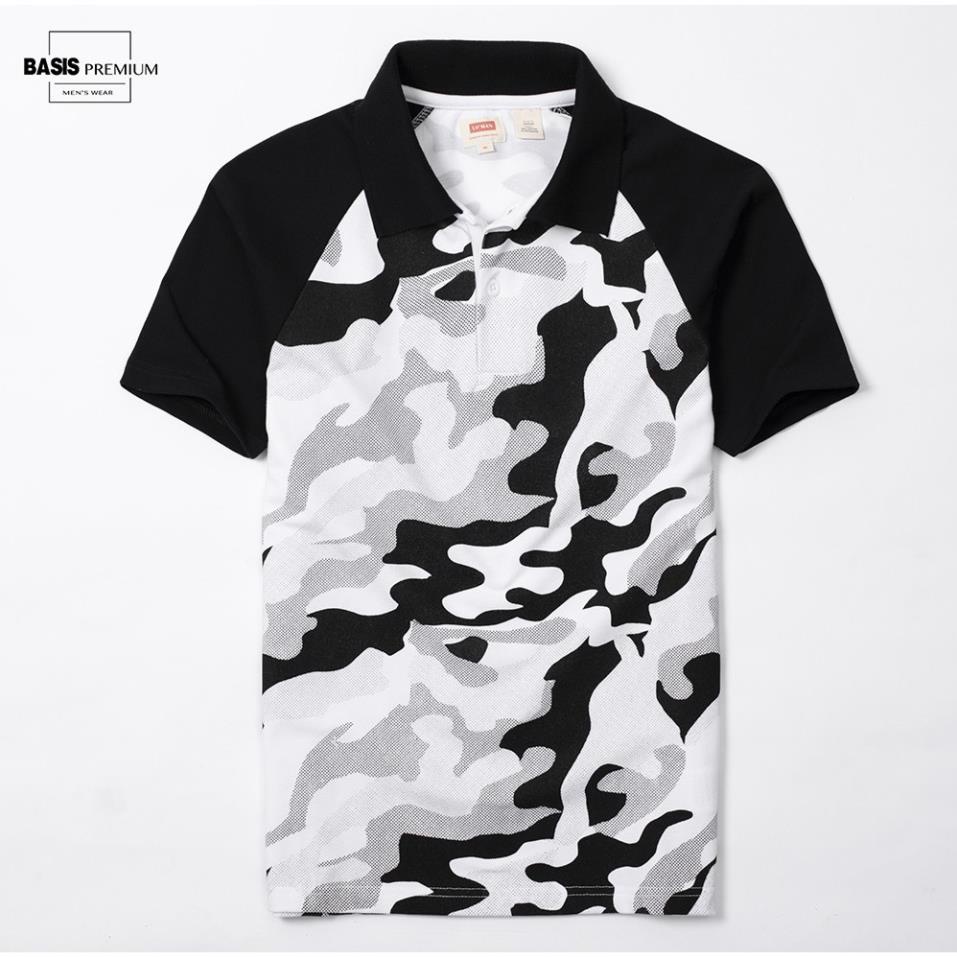 Xả 12.12 10.10 . Áo thun nam camo rằn ri, màu trắng, in chìm cao cấp, Basis APL28 Cực Đẹp . . . ' ' ' . ( ˣ ! .