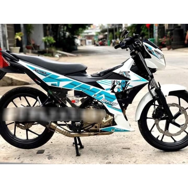 Tem rời Satria khỉ King drag Xanh Trắng