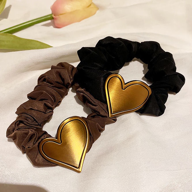Dây Buộc Tóc Cao Su Mặt Trái Tim Kim Loại Phong Cách Hàn Quốc Dễ Thương Cho Nữ 2021
