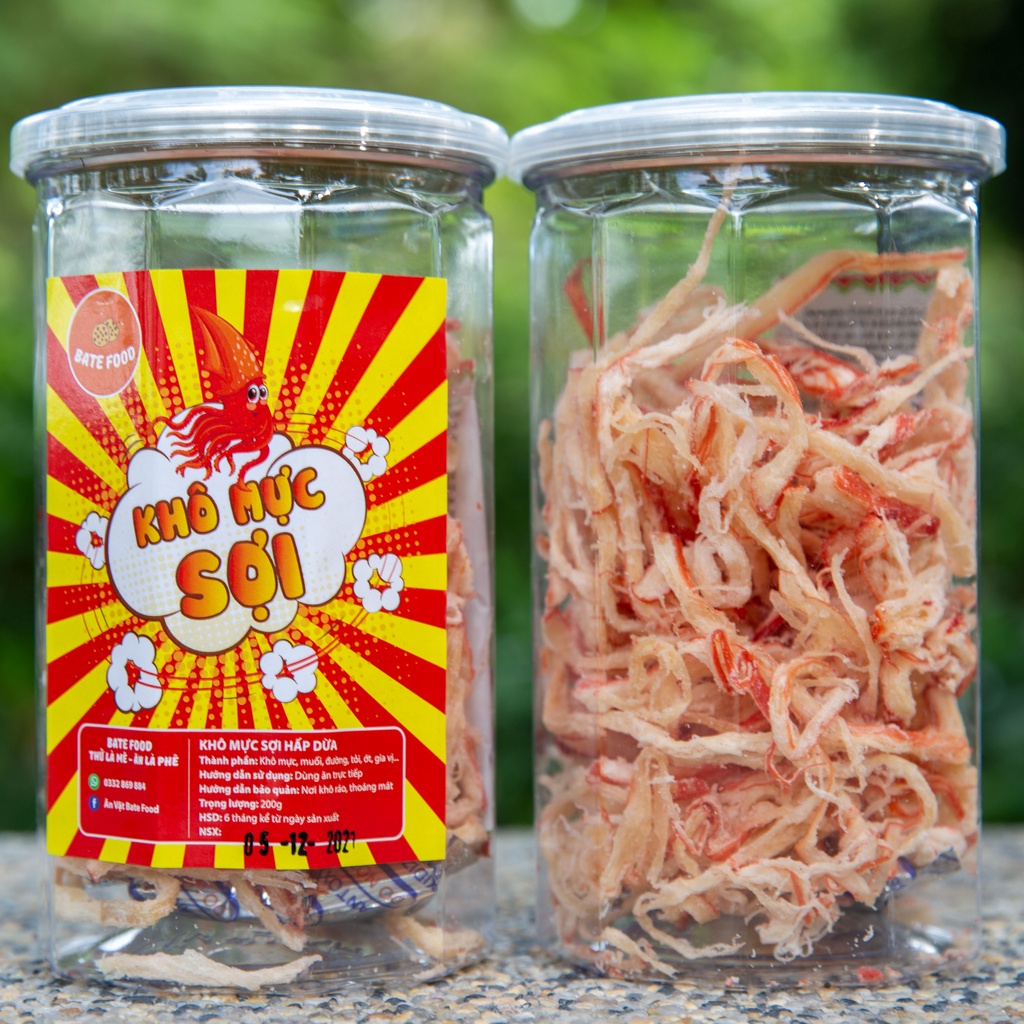 Khô Mực Xé Sợi Hấp Nước Dừa 200g, Đồ Ăn Vặt