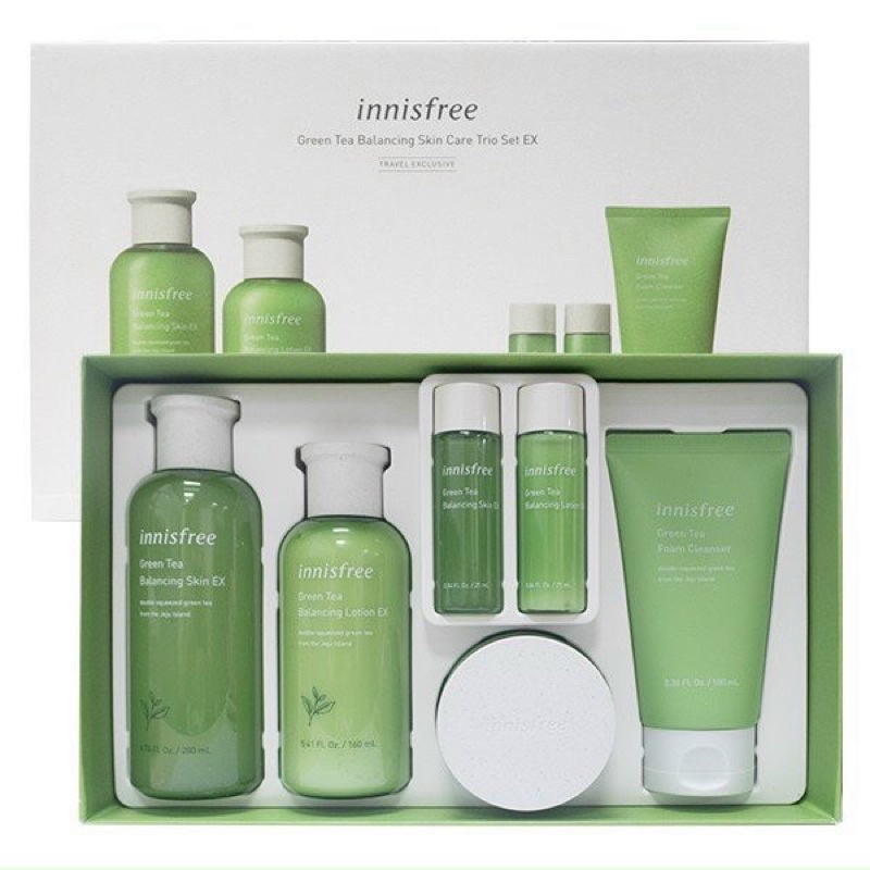 Bộ Dưỡng Trà Xanh Phục Hồi Da Mụn Innisfree Green Tea 6 món