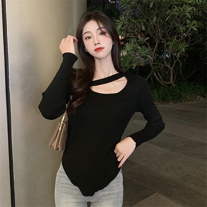 Áo Dệt Kim Dài Tay 1759102Áo Sweater Mỏng Vừa Vặn Lộ Xương Quai Xanh