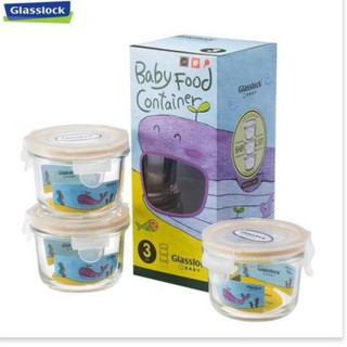 Set 3 hộp thủy tinh glasslock 165ml đựng đồ ăn dặm cho bé gl545