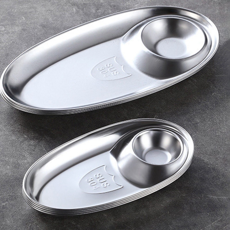 Đĩa Đựng Thức Ăn Hình Oval Bằng Thép Không Gỉ | BigBuy360 - bigbuy360.vn