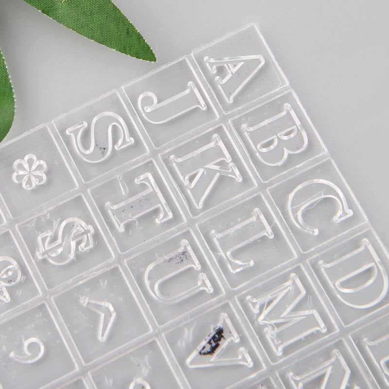 Bộ tem silicon trong suốt hình chữ cái và số dùng trang trí