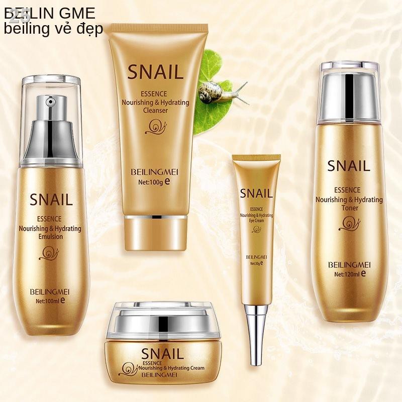 Bộ sản phẩm nước hoa hồng Snail Lotion Dưỡng ẩm làm trắng Sữa rửa mặt Kem da vùng mắt mỹ