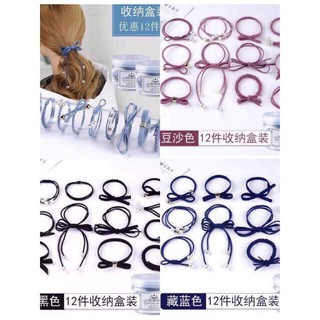 (BUỘC TÓC HÓT) hỘP 12 CHIẾC CHUN BUỘC TÓC SIÊU ĐẸP