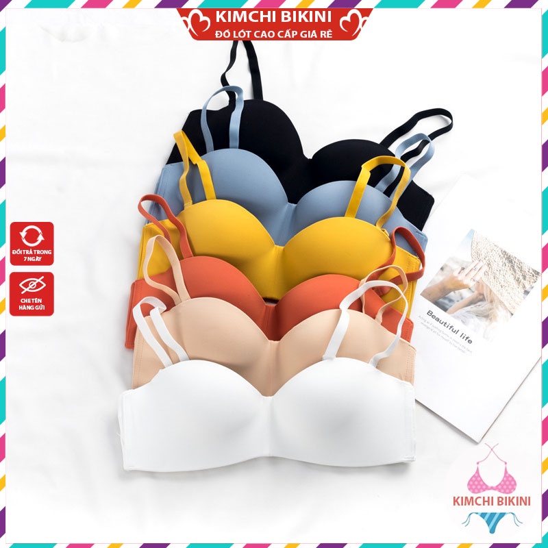 Áo ngực nữ đúc su cúp quả ngang đệm mỏng không gọng nâng ngực tạo khe KIMCHIBIKI AL025