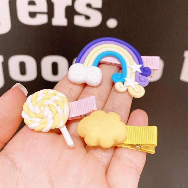 Set 3 Kẹp Tóc Hình Kẹo Mút / Cầu Vồng / Đám Mây Dễ Thương Cho Bé Gái