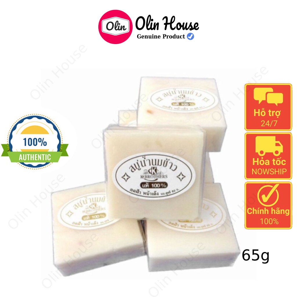 Xà phòng cám gạo Thái Lan 65g giảm mụn, trắng da, chiết xuất cám gạo tự nhiên Olin House