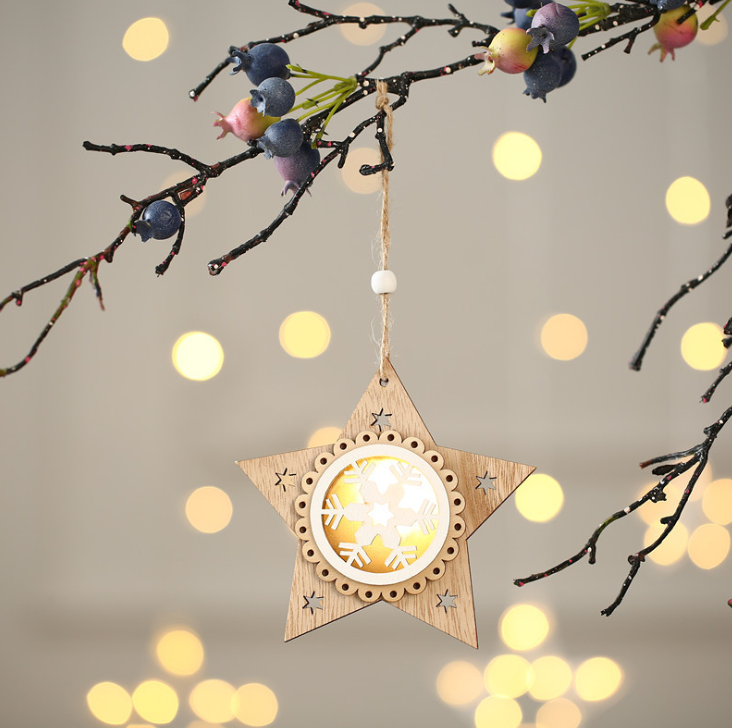 Phụ Kiện Treo Trang Trí Cây Thông Giáng Sinh Bằng Gỗ