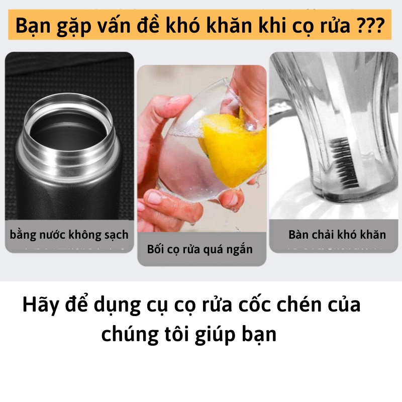 Bộ cọ rửa cốc ly thủy tinh, bình sữa, bình nước cao cấp nhiều màu TiTiRoom