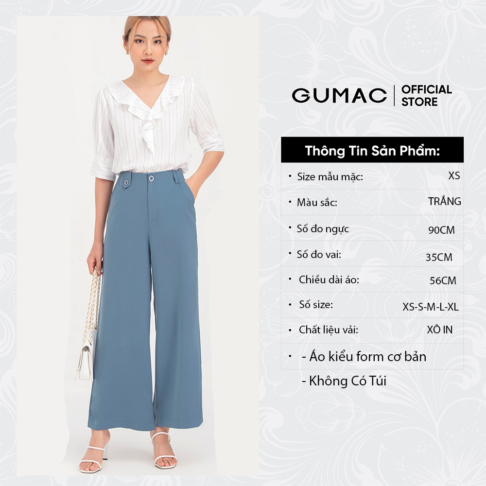 [Mã WABRGM11 giảm 10% đơn 250K] Áo sơ mi nữ GUMAC thiết kế sọc tay lỡ AB796 | BigBuy360 - bigbuy360.vn