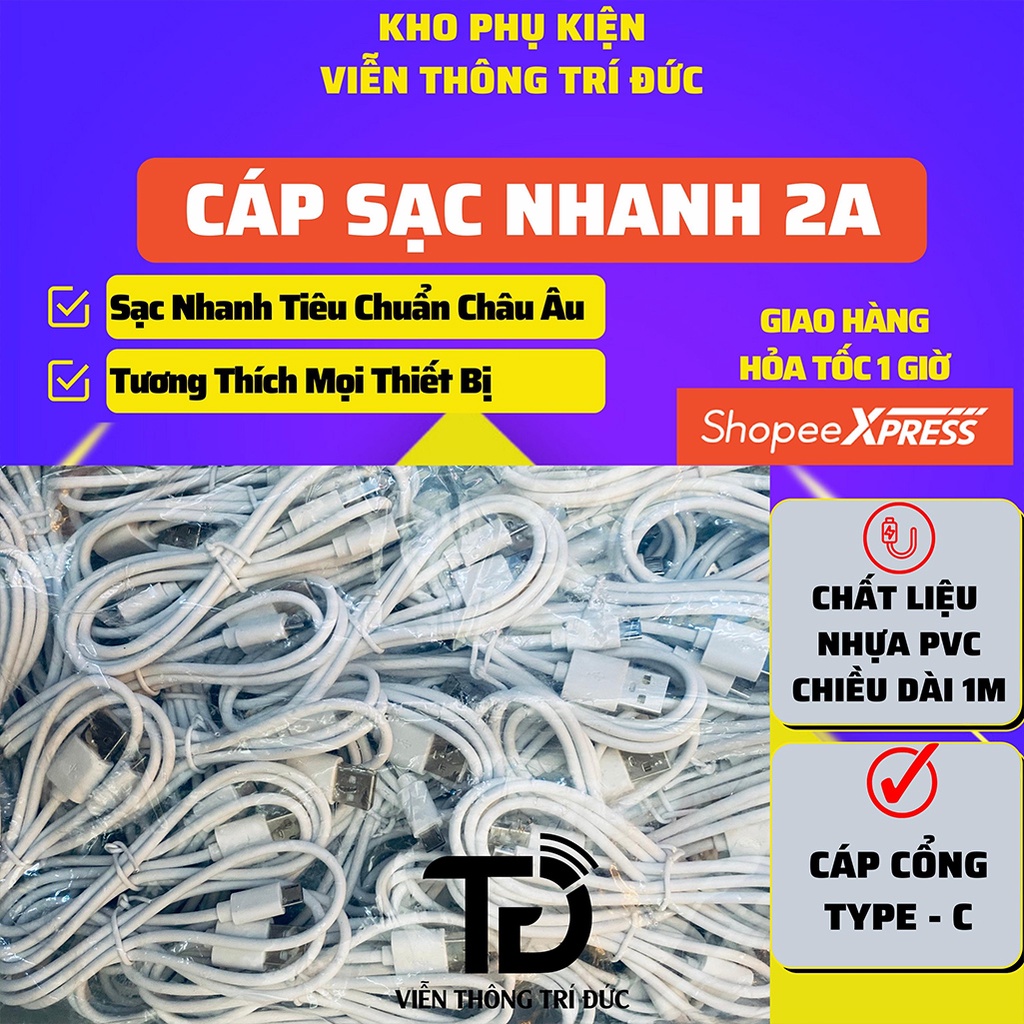 Bộ Sạc Nhanh 9V-2A Cáp Dài 1M Cổng Lightning / Micro / Type-C - Giá Siêu Rẻ -Tương thích mọi điện thoại và máy tính bảng