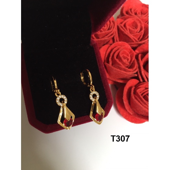 Khuyên Tai Nữ T370 Đính Đá Đỏ Namoo Jewelry