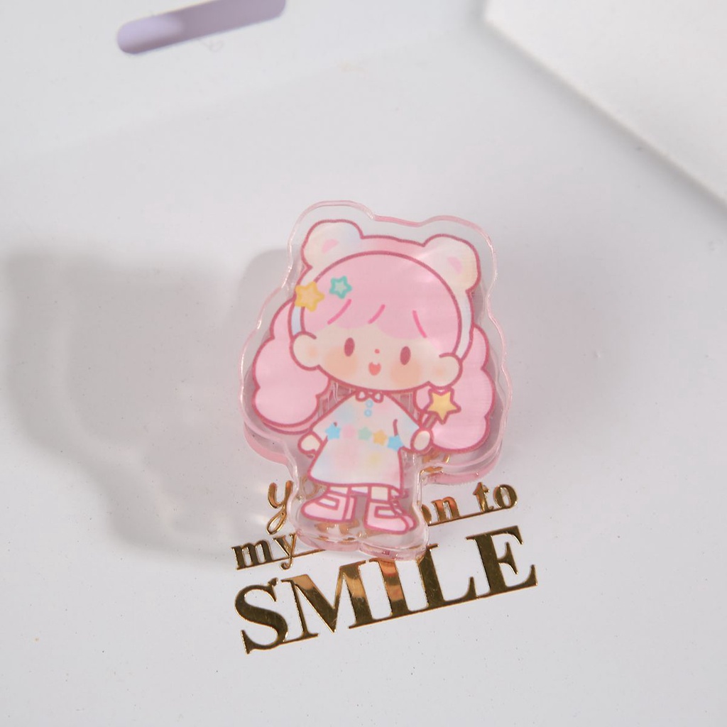 Kẹp Giấy Dán Ghi Chú / Sổ Tay Zhuo Dawang Bằng Acrylic In Họa Tiết Hoạt Hình Dễ Thương