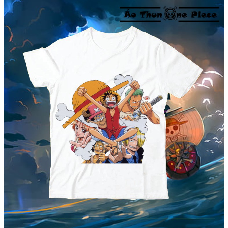 ⚡️FREESHIP⚡️Áo Thun In Hình Băng Hải Tặc Mũ Rơm One Piece 2 Mẫu Trắng Và Đen Cực Đẹp - One Piece