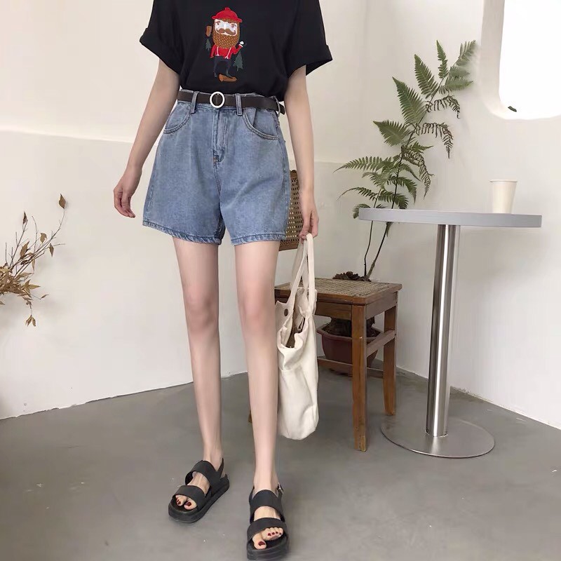 QUẦN SOOC BÒ , QUẦN SHORTS JEANS NỮ HAIQUANG CẠP CAO DÁNG RỘNG CÁ TÍNH CHẤT ĐẸP MÀU XANH NHẠT