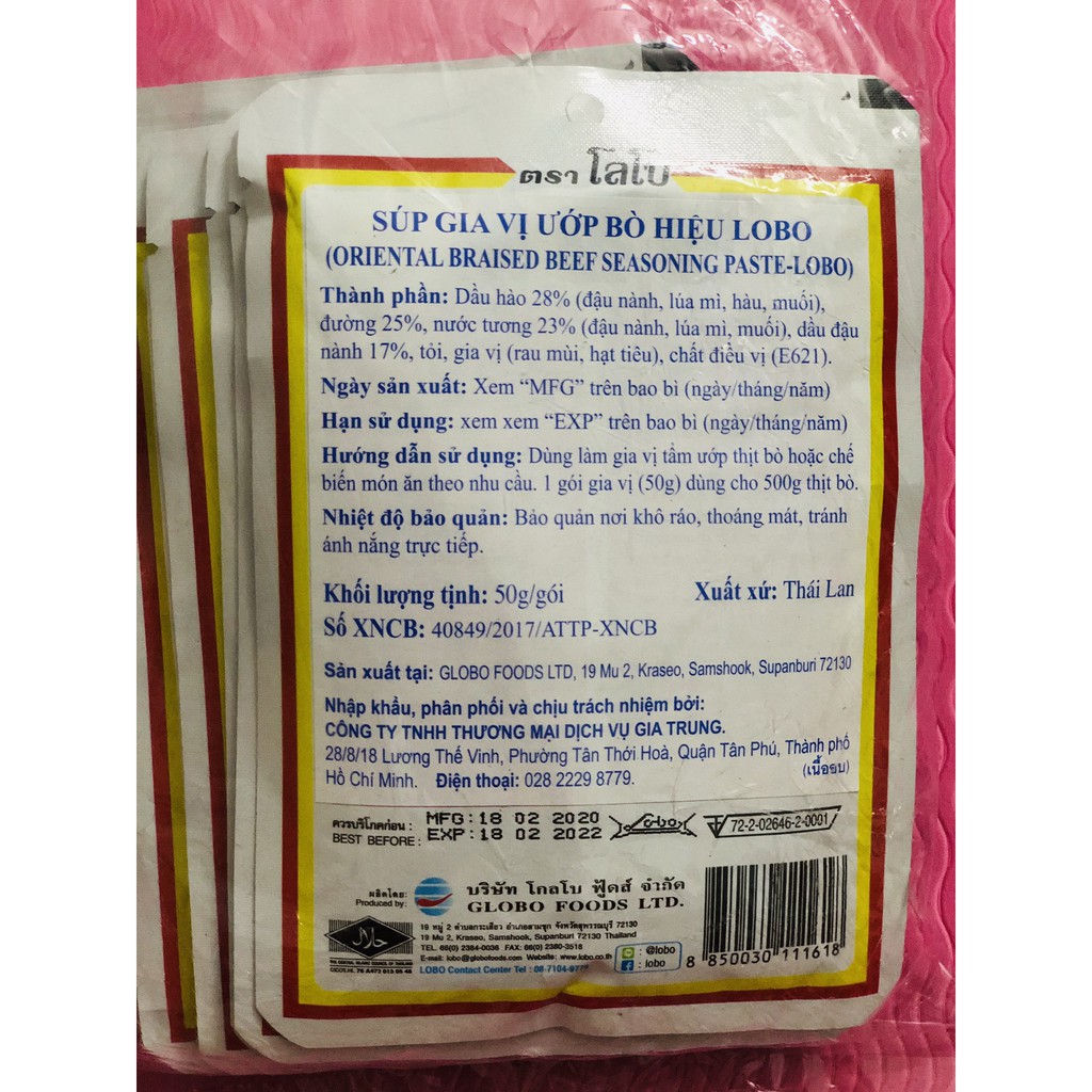 [Lobo Thailand] Gói Gia vị ướp Bò nướng / Bò hầm / Lẩu Bò 50gr. Oriental Braised Beef Seasoning Paste 💯 NK chính hãng