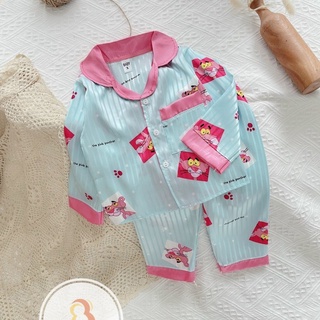 Bộ Đồ Ngủ Pijama Lụa Gấm Dài Tay Cho Bé Size 10-24kg - BPN04 - Babi mama