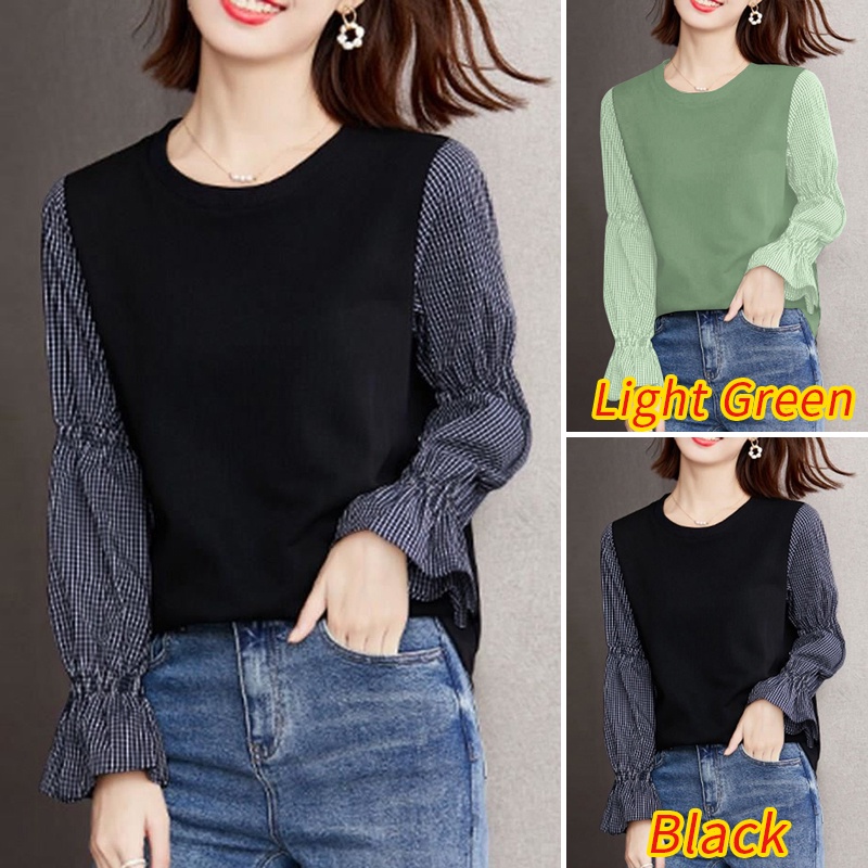 Áo kiểu ZANZEA tay dài hoạ tiết caro thời trang nữ tính thanh lịch cho nữ