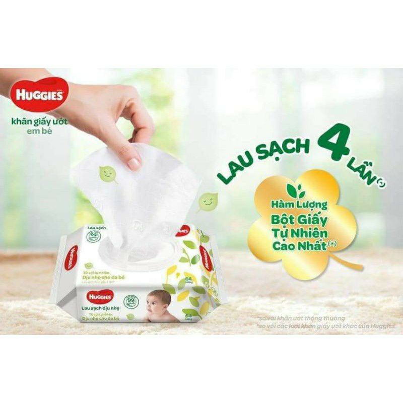 0Combo 4 gói Khăn Ướt Sơ Sinh Huggies (64 Tờ)